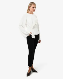 Forcast Melody Long Sleeve Draped Top Ivory Sale