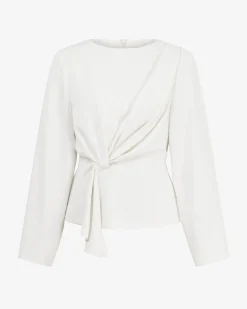 Forcast Melody Long Sleeve Draped Top Ivory Sale