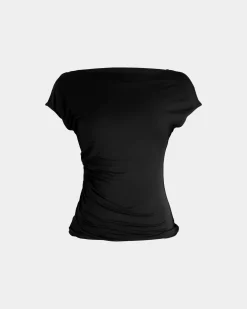 Forcast Mia Off Shoulder Jersey Top Black Discount