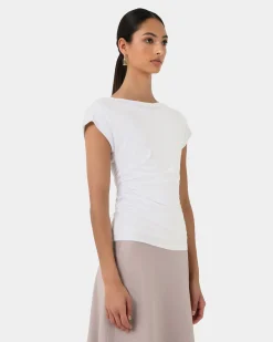 Forcast Mia Off Shoulder Jersey Top Ivory Discount