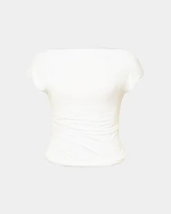 Forcast Mia Off Shoulder Jersey Top Ivory Discount