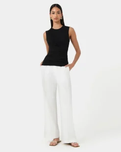 Forcast Mia Ruched Jersey Top Black