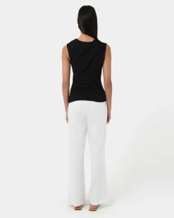 Forcast Mia Ruched Jersey Top Black