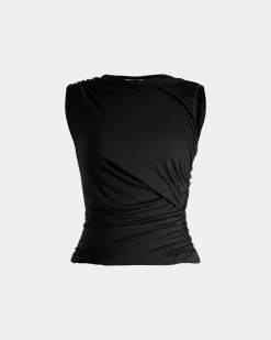 Forcast Mia Ruched Jersey Top Black