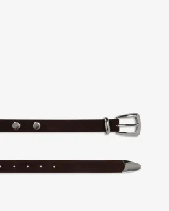 Forcast Mikala Suede Leather Belt Brown Discount