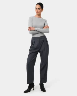 Forcast Milan Adjustable Waist Pants Grey Clearance
