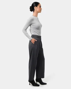 Forcast Milan Adjustable Waist Pants Grey Clearance