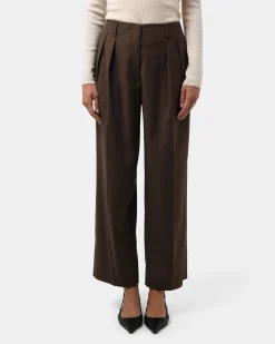 Forcast Milan Adjustable Waist Pants Chocolate Outlet
