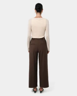 Forcast Milan Adjustable Waist Pants Chocolate Outlet