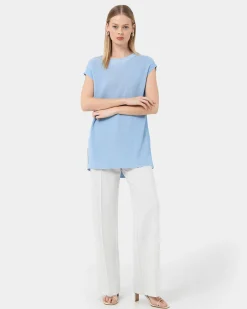 Forcast Milano Melange Knit Top Stone Blue Best