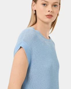 Forcast Milano Melange Knit Top Stone Blue Best