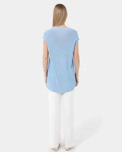 Forcast Milano Melange Knit Top Stone Blue Best