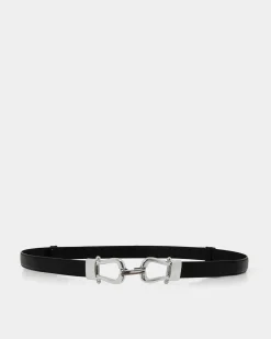 Forcast Mileena Leather Belt Black Silver Discount