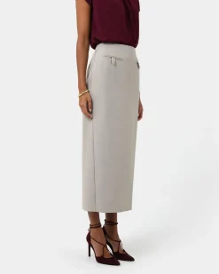 Forcast Milla Column Midi Skirt Stone Hot