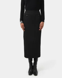 Forcast Milla Column Midi Skirt Black Clearance