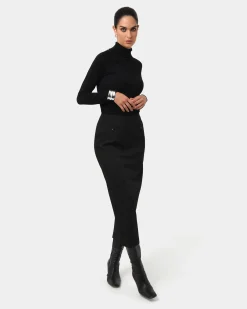 Forcast Milla Column Midi Skirt Black Clearance