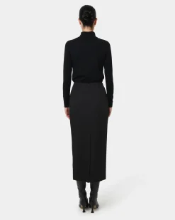 Forcast Milla Column Midi Skirt Black Clearance