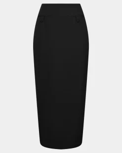 Forcast Milla Column Midi Skirt Black Clearance