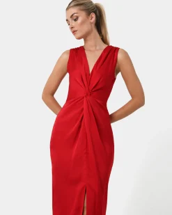 Forcast Mimi Front Twist Dress Red