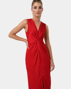 Forcast Mimi Front Twist Dress Red