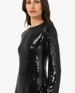 Forcast Mimi Shift Sequin Dress Black Sequin Sale