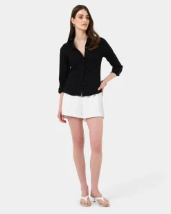 Forcast Morgan Collared Shirt Black Discount