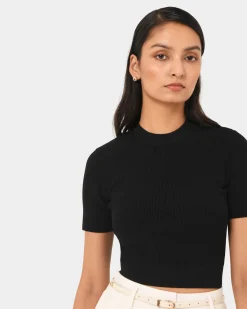 Forcast Murphy Crop Knit Top Black Hot