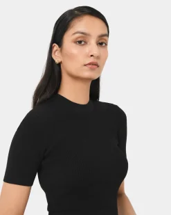 Forcast Murphy Crop Knit Top Black Hot