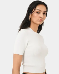 Forcast Murphy Crop Knit Top Ivory