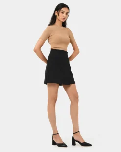 Forcast Murphy Crop Knit Top Camel New
