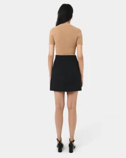 Forcast Murphy Crop Knit Top Camel New