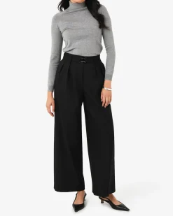 Forcast Nadia Buckle Wide Leg Pants Black Outlet