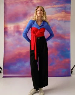 Forcast Nadia Buckle Wide Leg Pants Black Outlet