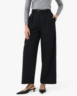 Forcast Nadia Buckle Wide Leg Pants Black Outlet