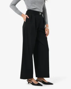 Forcast Nadia Buckle Wide Leg Pants Black Outlet
