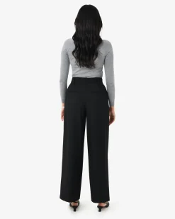 Forcast Nadia Buckle Wide Leg Pants Black Outlet