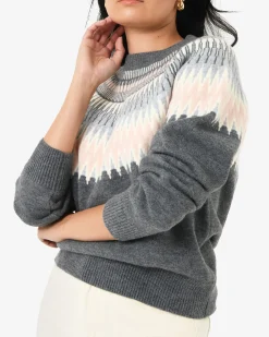 Forcast Natasha Fair Isle Sweater Pink Charcoal Best
