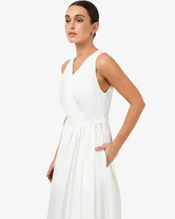 Forcast Nattai Crossover Dress Ivory New