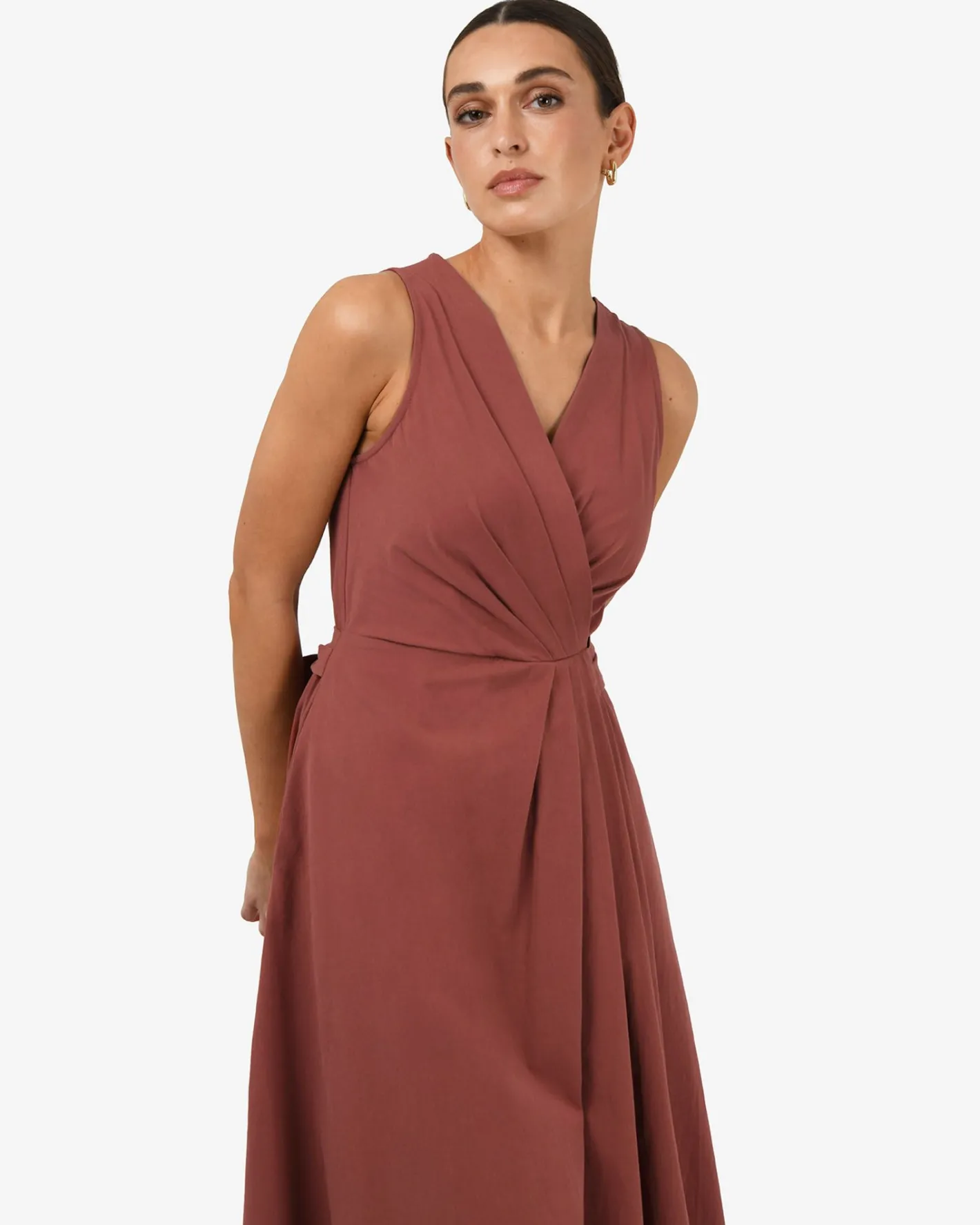 Forcast Nattai Crossover Dress Terracotta Best