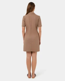 Forcast Nia Button Linen Dress Biscuit Hot