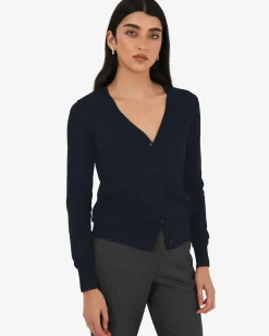 Forcast Nicolette V-neck Knit Cardigan Dark Navy Online