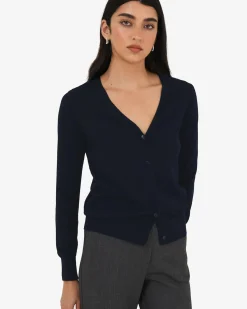 Forcast Nicolette V-neck Knit Cardigan Dark Navy Online
