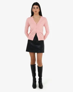 Forcast Nicolette V-neck Knit Cardigan Blush Pink Outlet
