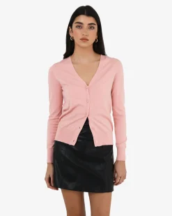 Forcast Nicolette V-neck Knit Cardigan Blush Pink Outlet