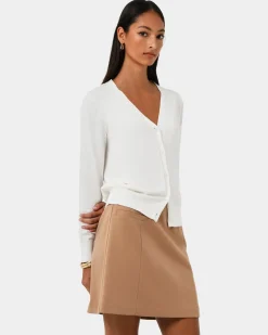 Forcast Nicolette V-neck Knit Cardigan Ivory New