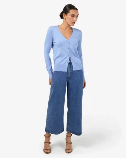 Forcast Nicolette V-neck Knit Cardigan Periwinkle Best