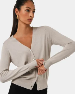 Forcast Nicolette V-neck Knit Cardigan Oatmeal