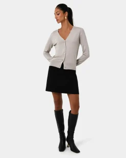 Forcast Nicolette V-neck Knit Cardigan Oatmeal