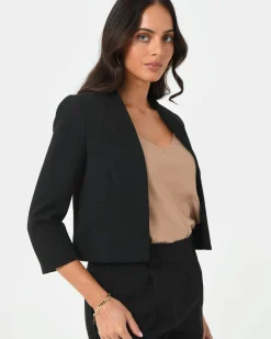 Forcast Nikki Collarless Crop Jacket Black