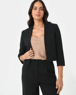 Forcast Nikki Collarless Crop Jacket Black